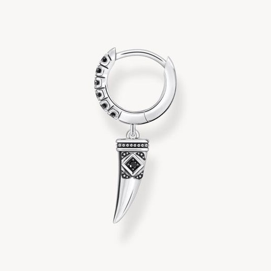 Thomas Sabo Sterling Silver Blackened Single Hoop Earring with Wolf's Tooth & Stones CR725-643-11