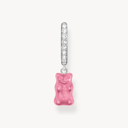 Thomas Sabo HARIBO Sterling Silver Single Hoop Earring with Pink Goldbears & Zirconia CR726-052-9