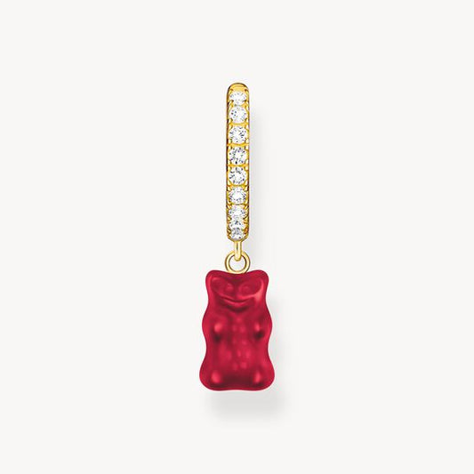 Thomas Sabo HARIBO Sterling Silver Gold-Plated Single Hoop Earring with Red Goldbears & Zirconia CR726-414-10