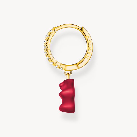 Thomas Sabo HARIBO Sterling Silver Gold-Plated Single Hoop Earring with Red Goldbears & Zirconia CR726-414-10