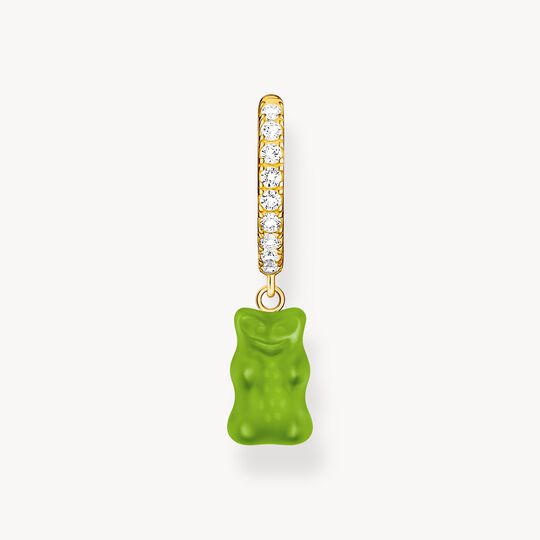 Thomas Sabo HARIBO Sterling Silver Gold-Plated Single Hoop Earring with Green Goldbears & Zirconia CR726-414-6