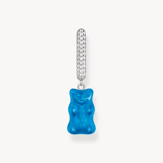 Thomas Sabo HARIBO Sterling Silver Single Hoop Earring Medium Sized with Blue Goldbears CR727-052-1
