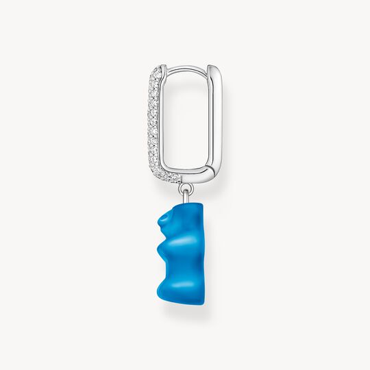 Thomas Sabo HARIBO Sterling Silver Single Hoop Earring Medium Sized with Blue Goldbears CR727-052-1