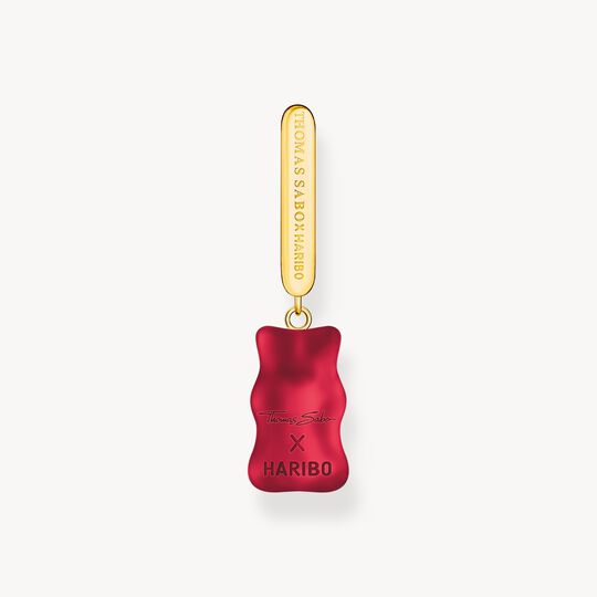 Thomas Sabo HARIBO Sterling Silver Gold-Plated Single Hoop Earring Medium Sized with Red Goldbears CR727-414-10