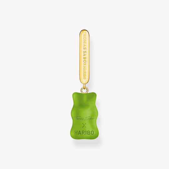 Thomas Sabo HARIBO Sterling Silver Gold-Plated Single Hoop Earring Medium Sized with Green Goldbears CR727-414-6