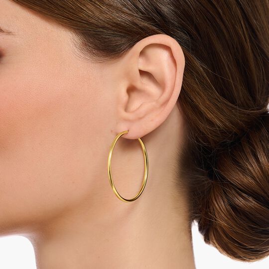 Thomas Sabo Sterling Silver Gold-Plated Medium Hoop Earrings CR729-413-39