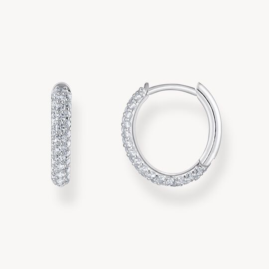 Thomas Sabo Sterling Silver Hoop Earrings with White Zirconia Pavé CR730-051-14