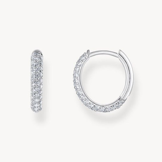 Thomas Sabo Sterling Silver Hoop Earrings with White Zirconia Pavé CR730-051-14