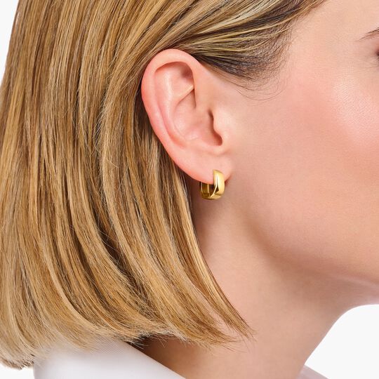 Thomas Sabo Sterling Silver Gold-Plated Small Hoop Earrings in Angular Shape CR743-413-39