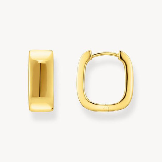 Thomas Sabo Sterling Silver Gold-plated Hoop Earrings in Angular Shape CR744-413-39