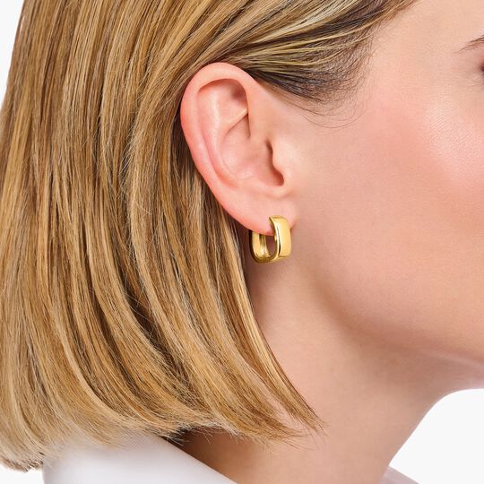 Thomas Sabo Sterling Silver Gold-plated Hoop Earrings in Angular Shape CR744-413-39