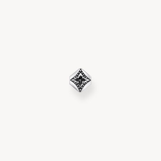 Thomas Sabo Sterling Silver Blackened Single Ear Stud with Black Zirconia & Pattern H2283-643-11