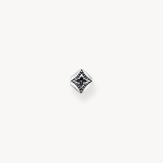 Thomas Sabo Sterling Silver Blackened Single Ear Stud with Black Zirconia & Pattern H2283-643-11