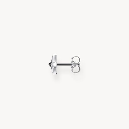 Thomas Sabo Sterling Silver Blackened Single Ear Stud with Black Zirconia & Pattern H2283-643-11