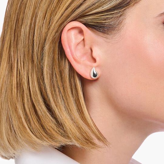 Thomas Sabo Sterling Silver Small Ear Studs in Organic Drop-Shape H2303-001-21