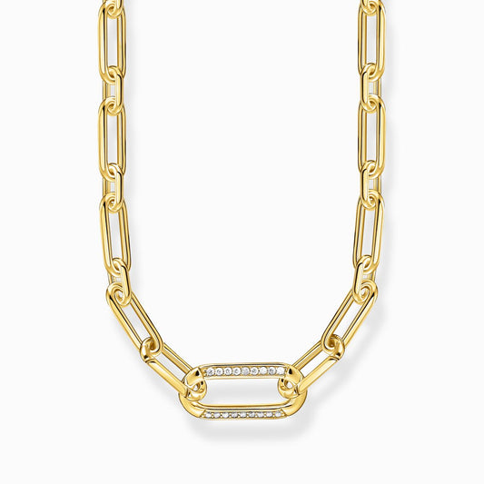 Thomas Sabo Silver Yellow-gold plated link necklace with anchor element and zirconia KE2110-414-14