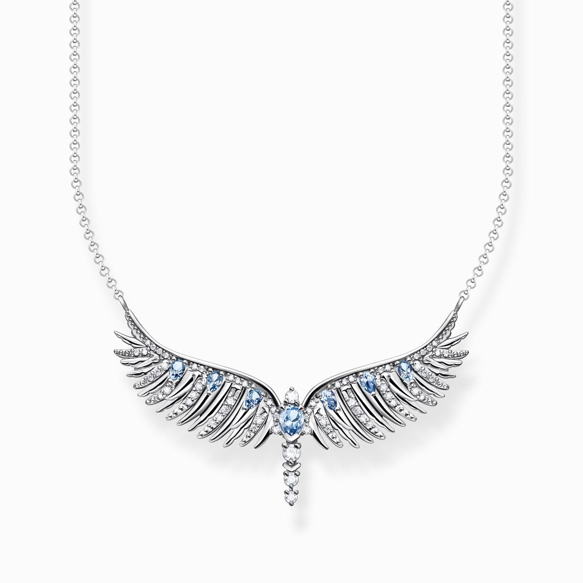 Thomas Sabo Silver Necklace phoenix wing with blue stones KE2167-644-1-L45V