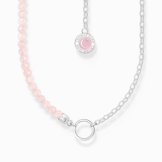 Thomas Sabo Member Charm Necklace With Beads Of Rose Quartz And Charmista Coin Silver KE2190-067-9-L45