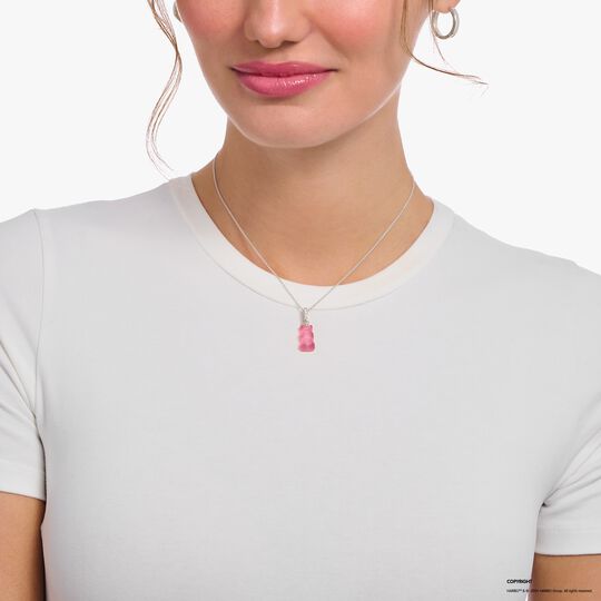 Thomas Sabo HARIBO Silver Necklace with Pink Goldbears Pendant and Zirconia KE2209-052-9