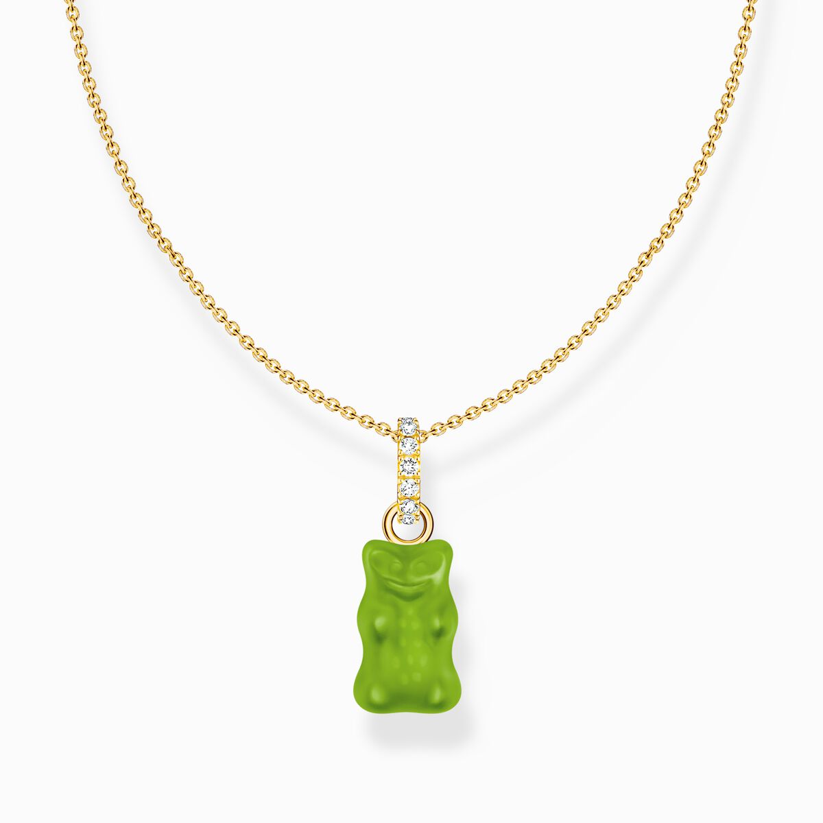 Thomas Sabo HARIBO Silver Gold-plated necklace with green goldbears pendant and zirconia KE2209-414-6