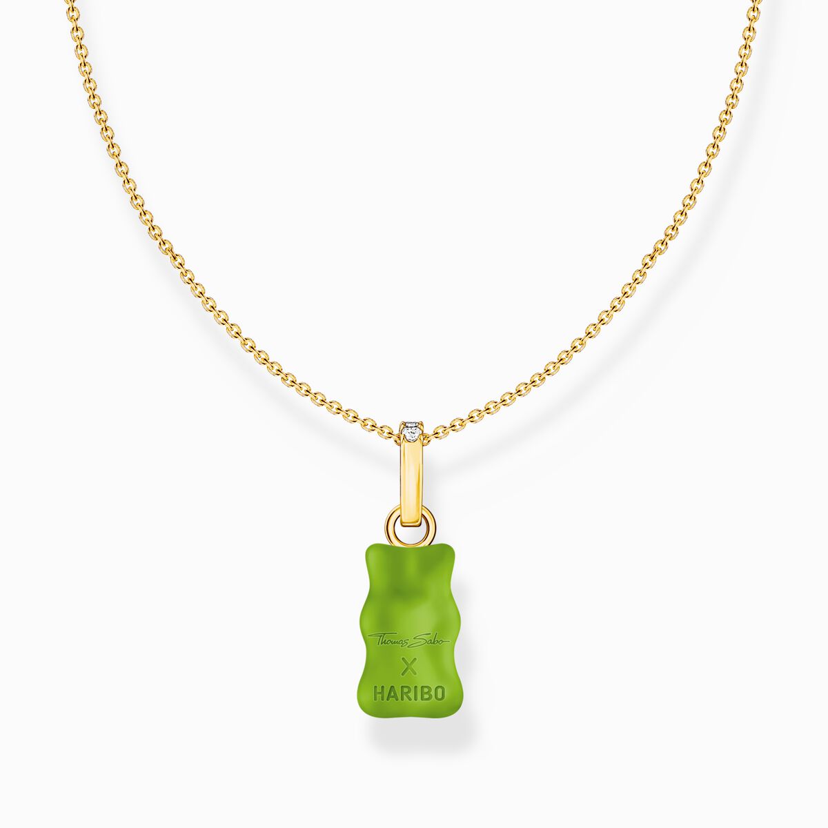 Thomas Sabo HARIBO Silver Gold-plated necklace with green goldbears pendant and zirconia KE2209-414-6