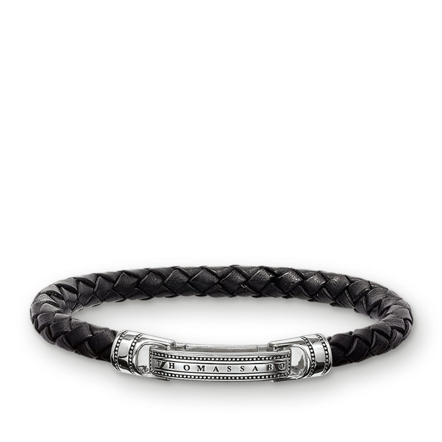 Thomas Sabo Rebel At Heart black leather bracelet with broad silver clasp LB40-008-11-L