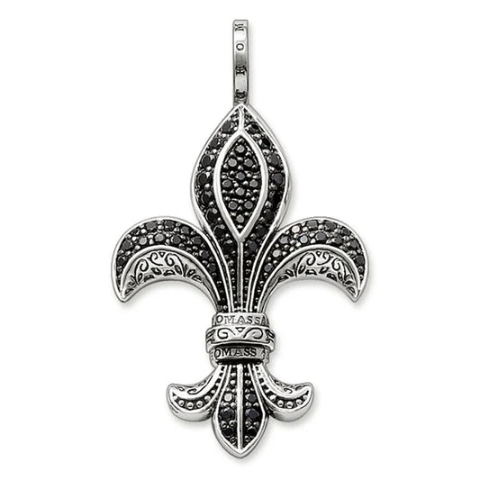 Thomas Sabo Sterling Silver Rebel at Heart Pendant "Fleur De Lis" with Black Zirconia PE577-051-11