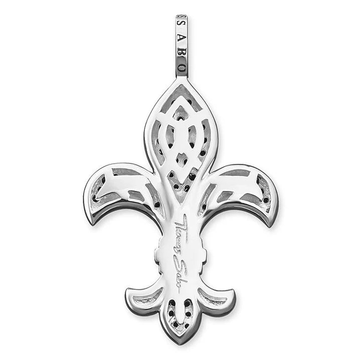 Thomas Sabo Sterling Silver Rebel at Heart Pendant "Fleur De Lis" with Black Zirconia PE577-051-11