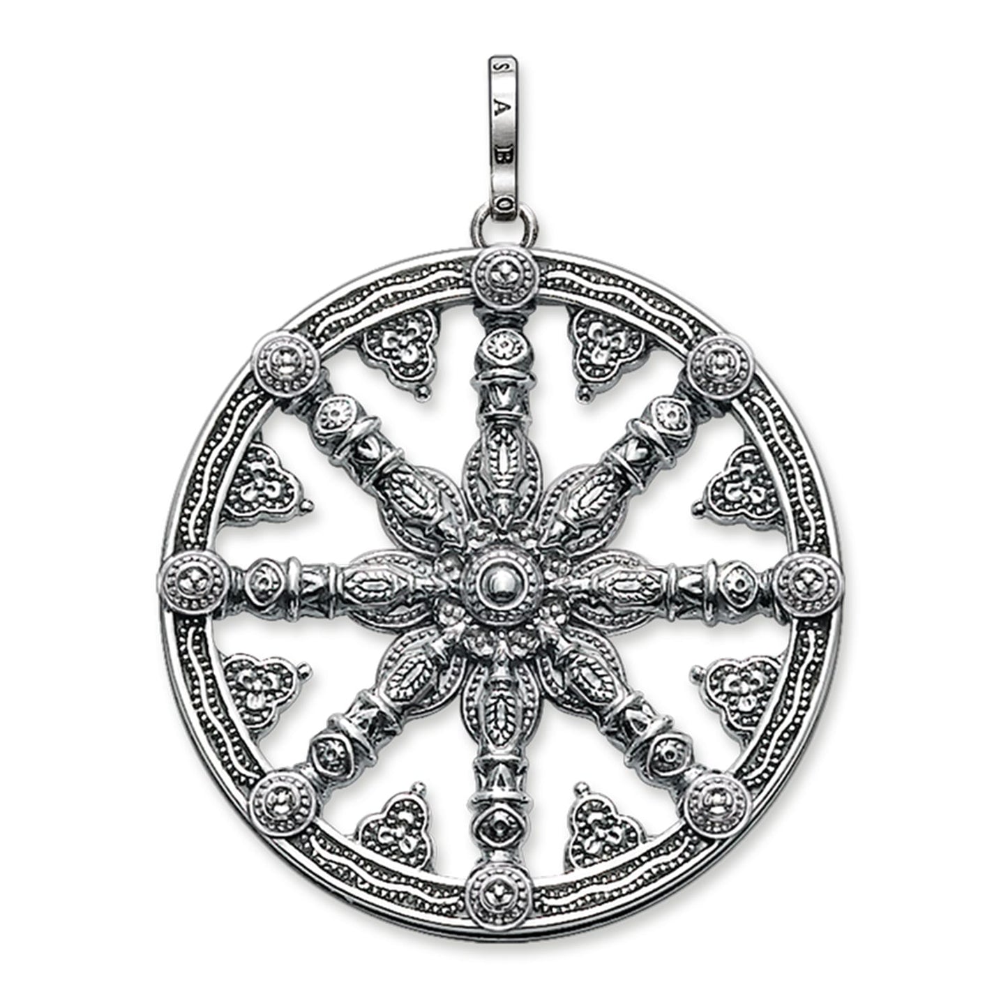 Thomas Sabo Sterling Silver Karma Beads Wheel of Karma Blackened Pendant PE667-001-12