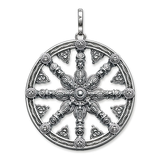 Thomas Sabo Sterling Silver Karma Beads Wheel of Karma Blackened Pendant PE667-001-12