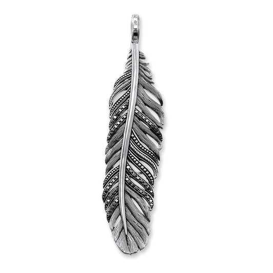 Thomas Sabo Sterling Silver Rebel At Heart Feather Pendant with Dazzling Black Zirconia PE703-643-11