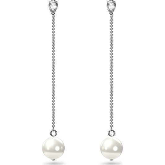 Swarovski Rhodium Plated Crystal Pearls Treasure Earrings 5563290