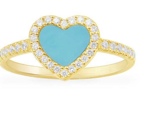 APM Lagoon Blue Heart Ring Gold-Plated Silver Ring A20669XTUY