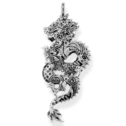 Thomas Sabo Sterling Silver Blackened Chinese Dragon Pendant PE782-691-11