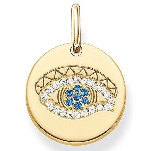 Thomas Sabo Ladies Love Bridge Silver Eye Of Horus Disc Pendant 18K Gold Plated LBPE0009-632-32