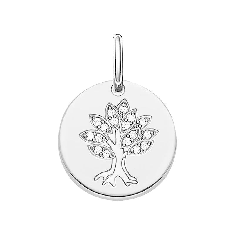 Thomas Sabo Ladies Love Bridge Silver White Zirconia Tree Disc Pendant LBPE0008-051-14