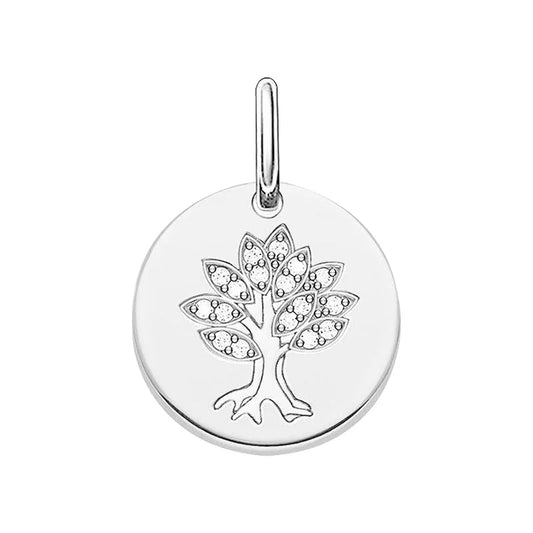 Thomas Sabo Ladies Love Bridge Silver White Zirconia Tree Disc Pendant LBPE0008-051-14