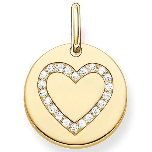 Thomas Sabo Love Bridge Silver Gold Plated White Zirconia Heart Small Disc Pendant LBPE0005-414-14