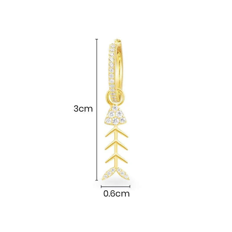 APM Single Fishbone Earring - Yellow Silver AE11618OXY