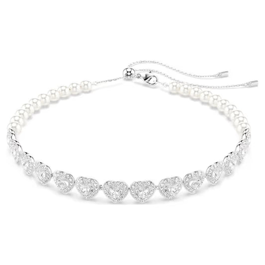 Swarovski Ariana Grande x Swarovski Choker Mixed Cuts, Crystal Pearl, Heart, White, Rhodium Plated 5720861