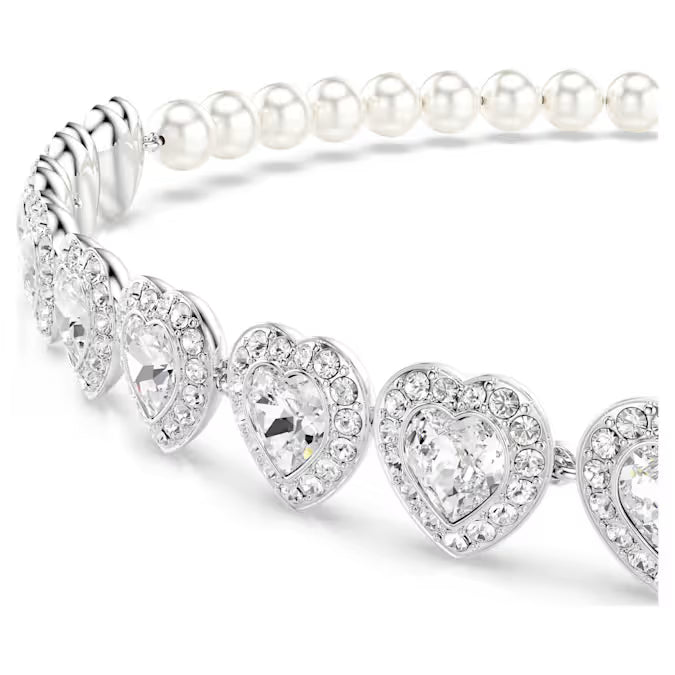 Swarovski Ariana Grande x Swarovski Choker Mixed Cuts, Crystal Pearl, Heart, White, Rhodium Plated 5720861