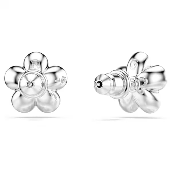 Ariana Grande x Swarovski stud earrings Crystal pearl, Round cut, Flower, White, Rhodium plated 5756098