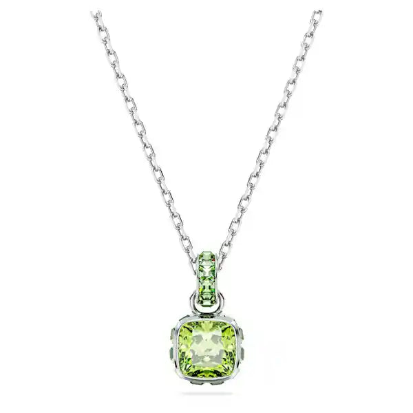 Swarovski Birthstone pendant Square cut, August, Green, Rhodium plated 5651706