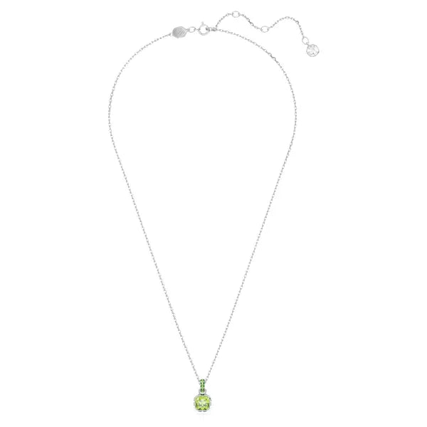 Swarovski Birthstone pendant Square cut, August, Green, Rhodium plated 5651706