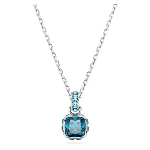 Swarovski Birthstone pendant Square cut, December, Blue, Rhodium plated 5651707