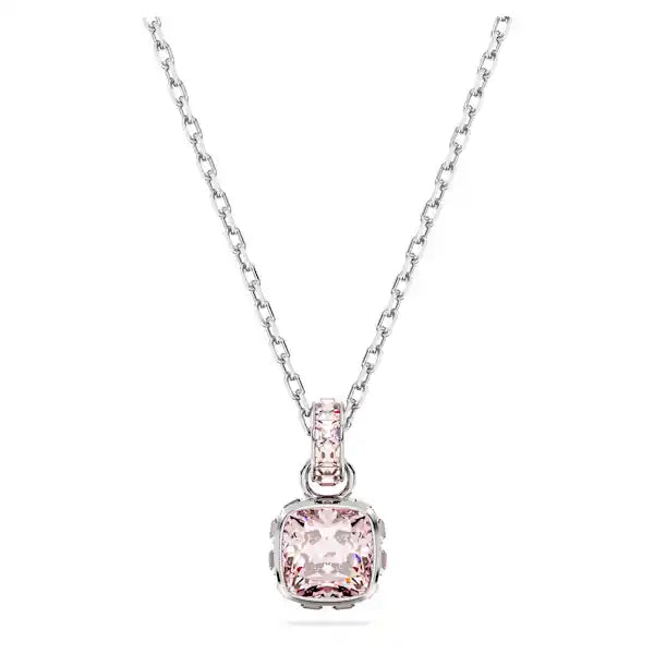 Swarovski Birthstone pendant Square cut, June, Pink, Rhodium plated 5652044