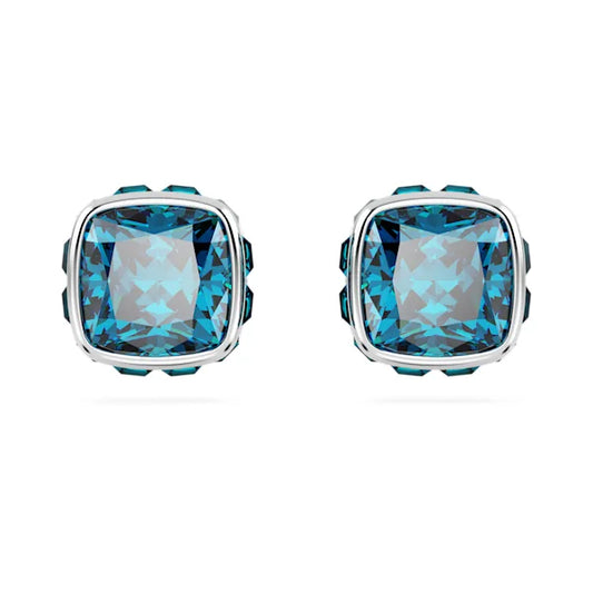 Swarovski Birthstone stud earrings Square cut, December, Blue, Rhodium plated 5660796