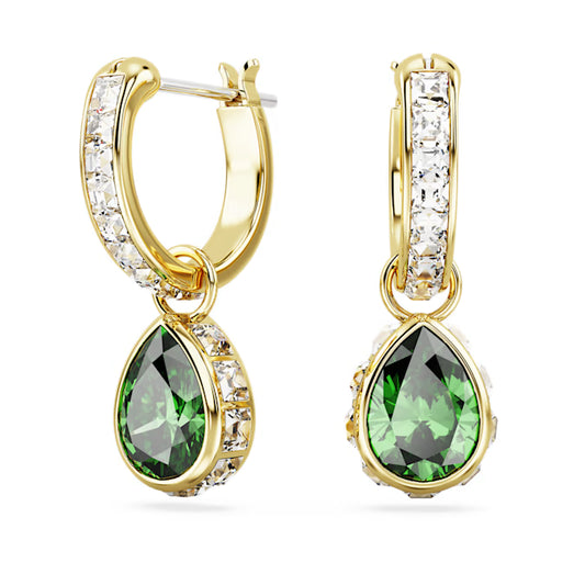 Swarovski Chroma Drop Earrings Pear cut, Green, Gold-Tone Plated 5662922