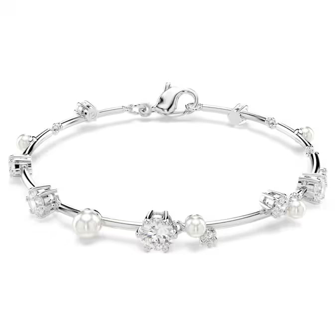 Swarovski Constella Bracelet Crystal Pearl, Round Cuts, White, Rhodium Plated 5707511