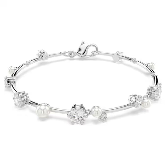 Swarovski Constella Bracelet Crystal Pearl, Round Cuts, White, Rhodium Plated 5707511